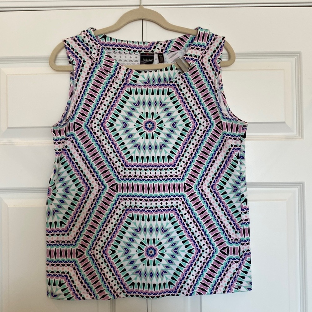 Rafaella Geometric Sleeveless Top - Large - EUC